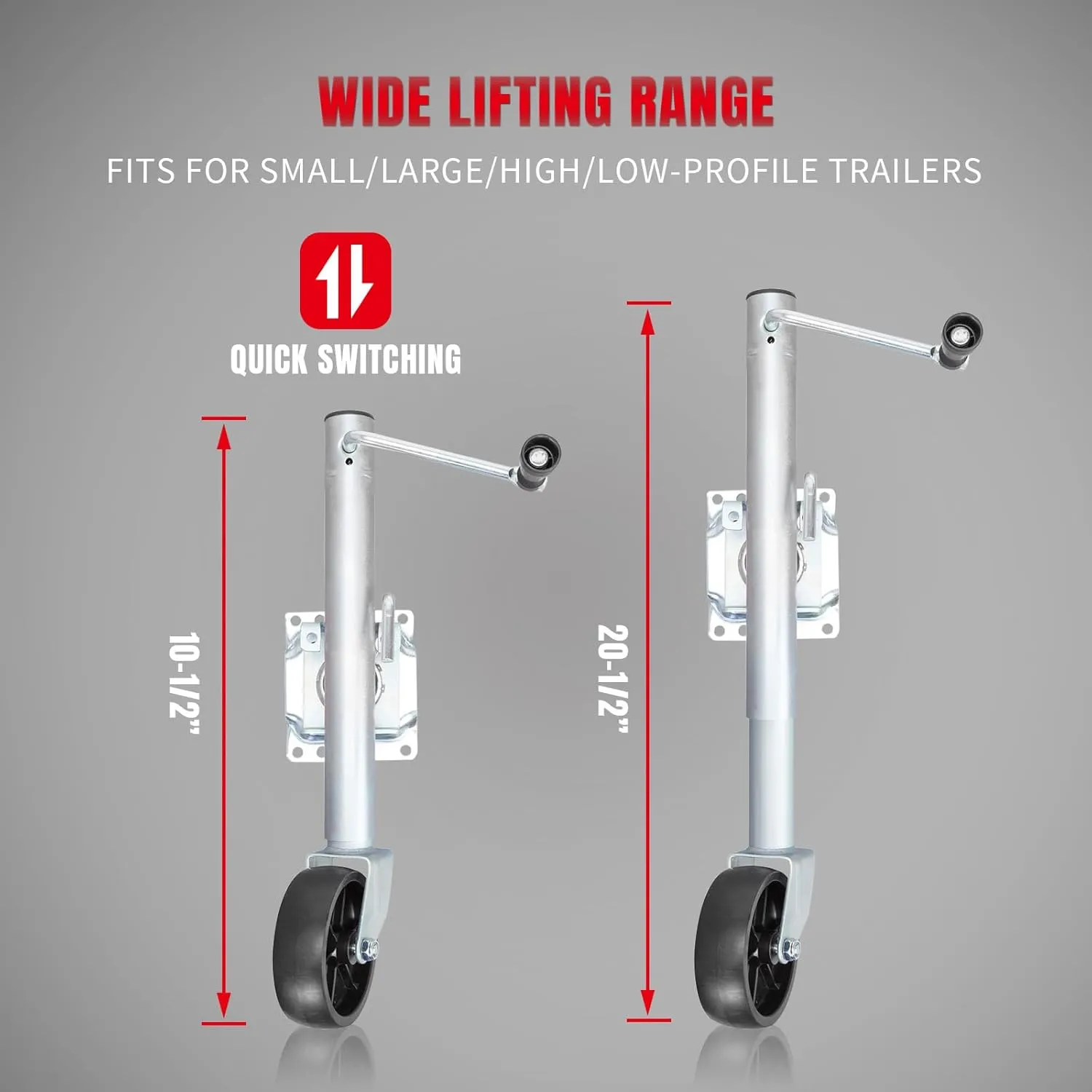 BIG RED ATR39001R-1 Torin Boat Trailer Jack with Single Wheel (6 Inch): Swing-Back Bolt-On Heavy Duty Swivel Tongue Trailer Jack, 1000 Lbs. Capacity