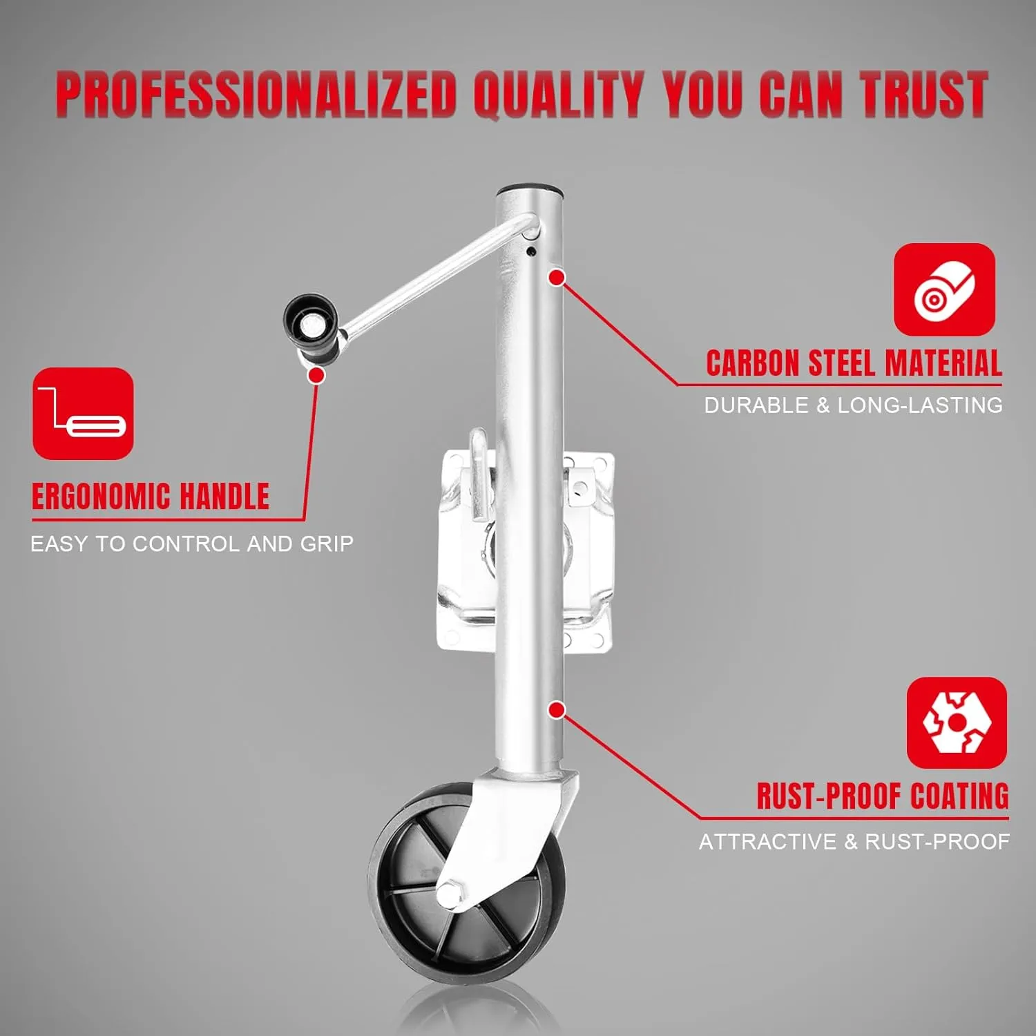 BIG RED ATR39001R-1 Torin Boat Trailer Jack with Single Wheel (6 Inch): Swing-Back Bolt-On Heavy Duty Swivel Tongue Trailer Jack, 1000 Lbs. Capacity