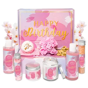 Birthday Gift for Women, Bath Sets for Women Gift, Bath and Body Gifts Set, Cherry Bloosom Spa Gift for Self Care, Thank You Relaxing Spa Basket for Mom, Grandma, Girlfriend, Sister, Friends