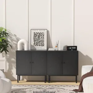 Black Cabinet with 2 Doors, Sideboard Buffet Credenza - 31.5X15.7X32.7 Inches, Decorative Storage for Entryway, Dining & Living Room