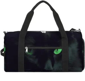 Black Cat Green Eyes Gym Bag for Men Women Water Resistant Duffle Bag Travel Lightweight Bag for Travel Sports
