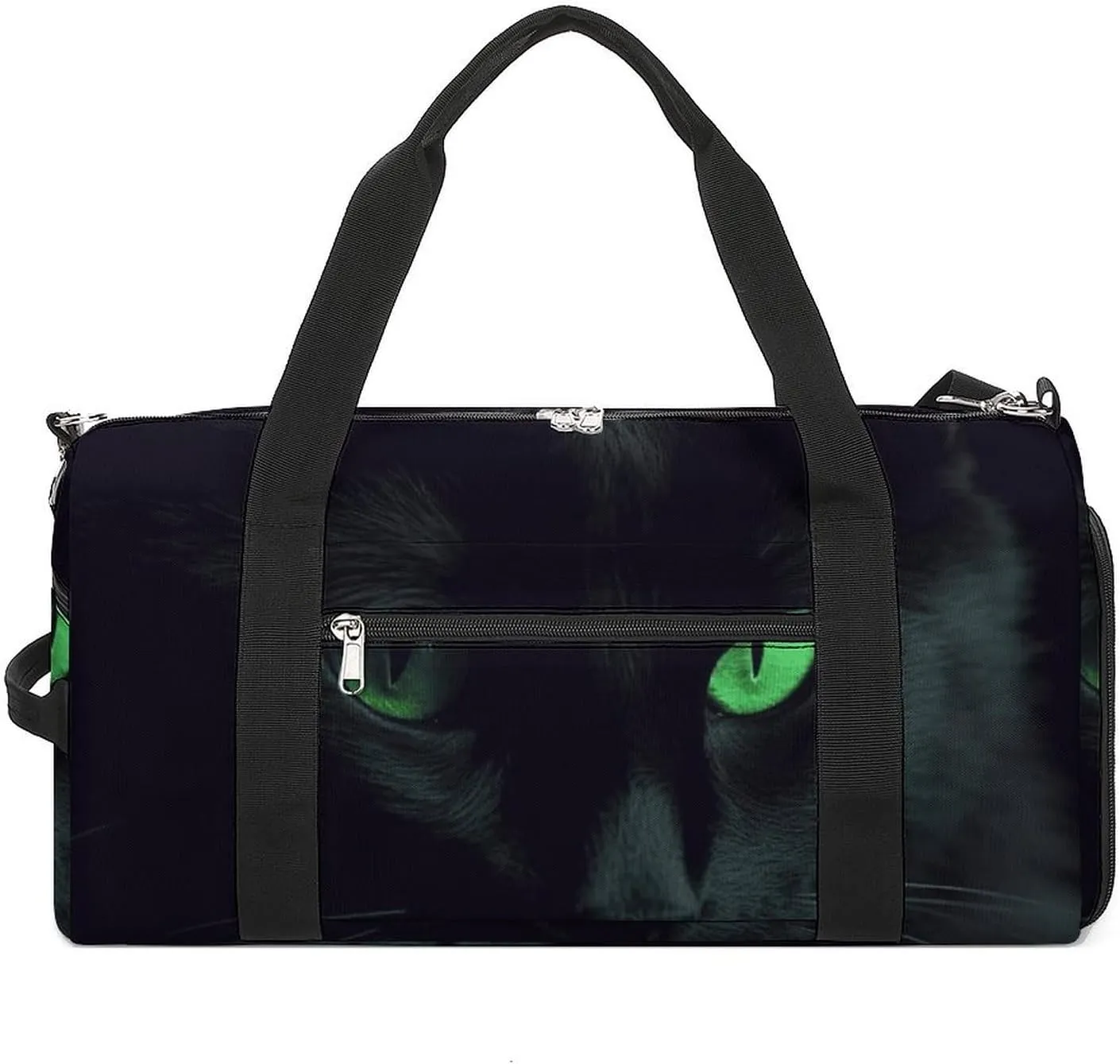 Black Cat Green Eyes Gym Bag for Men Women Water Resistant Duffle Bag Travel Lightweight Bag for Travel Sports