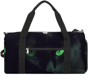 Black Cat Green Eyes Gym Bag for Men Women Water Resistant Duffle Bag Travel Lightweight Bag for Travel Sports