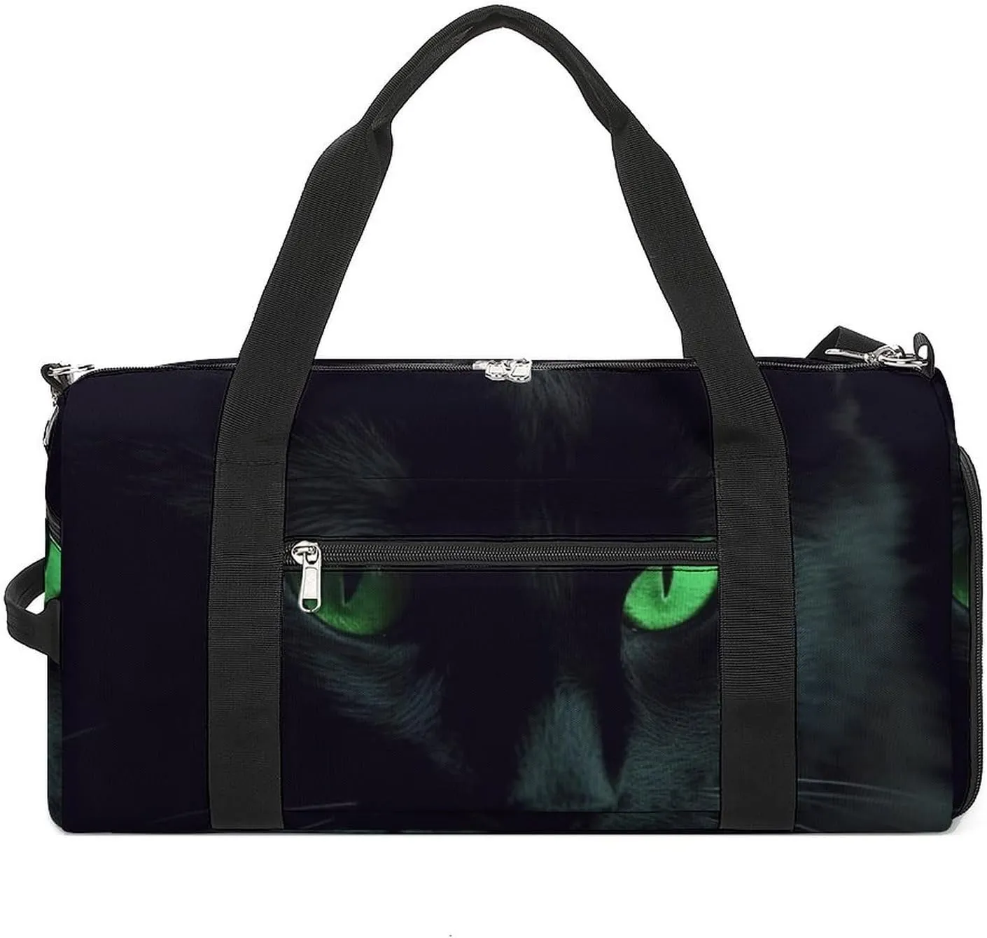 Black Cat Green Eyes Gym Bag for Men Women Water Resistant Duffle Bag Travel Lightweight Bag for Travel Sports