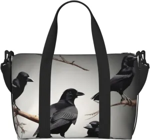 Black Crow Birds on a branch Duffel Bags for Traveling - Lightweight Personal Item Travel Bags, Gym Bags for Men and Women
