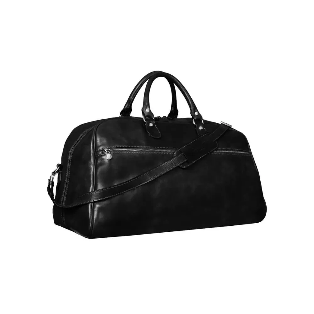 Black Italian Leather Duffle Bag