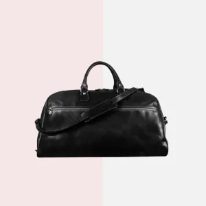 Black Italian Leather Duffle Bag