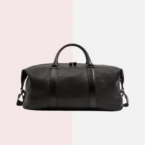 Black Textural Leather Weekender Bag