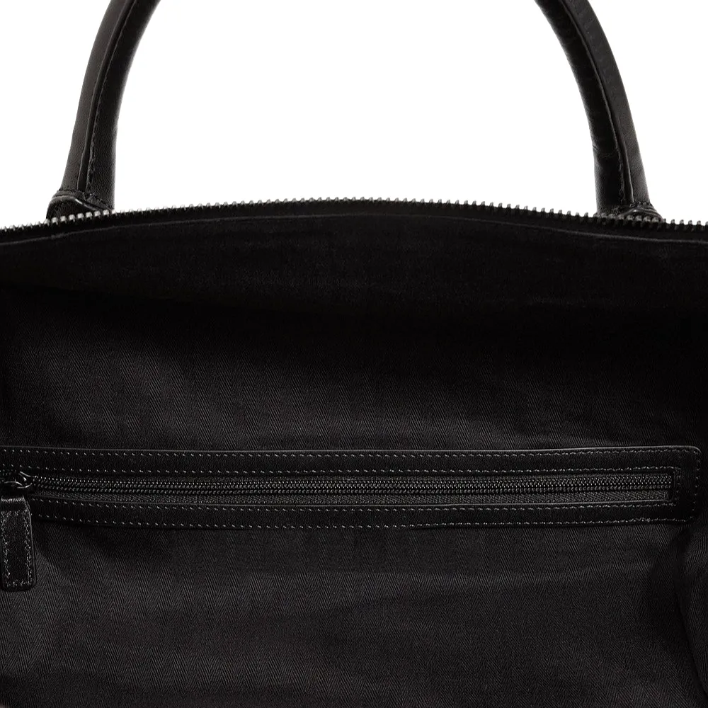 Black Textural Leather Weekender Bag