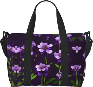Blooming Purple Flowers Versatile Personal Item Travel Bags for Women - Spacious Duffel Bags for Traveling, Gym Bags for Men
