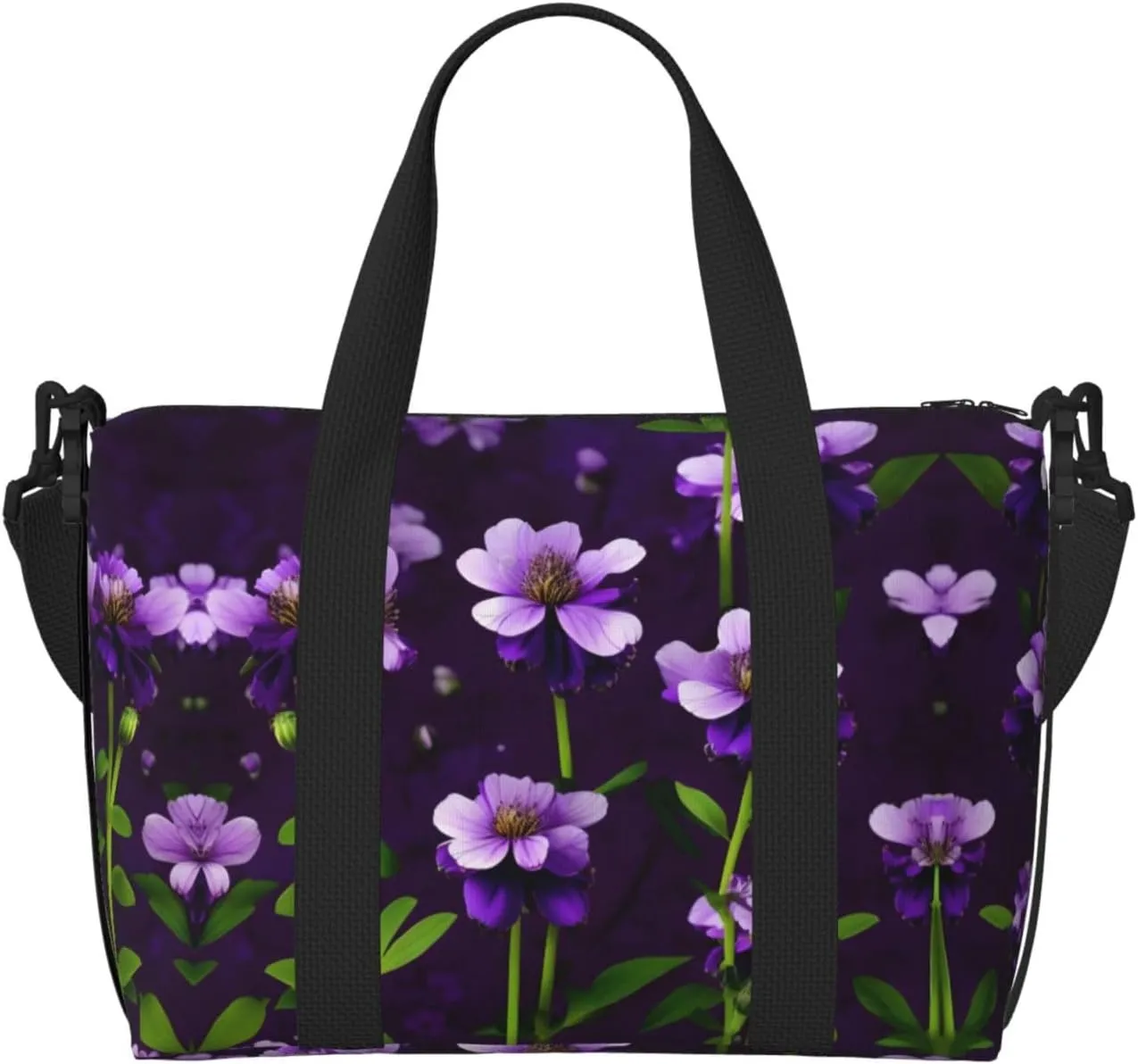 Blooming Purple Flowers Versatile Personal Item Travel Bags for Women - Spacious Duffel Bags for Traveling, Gym Bags for Men
