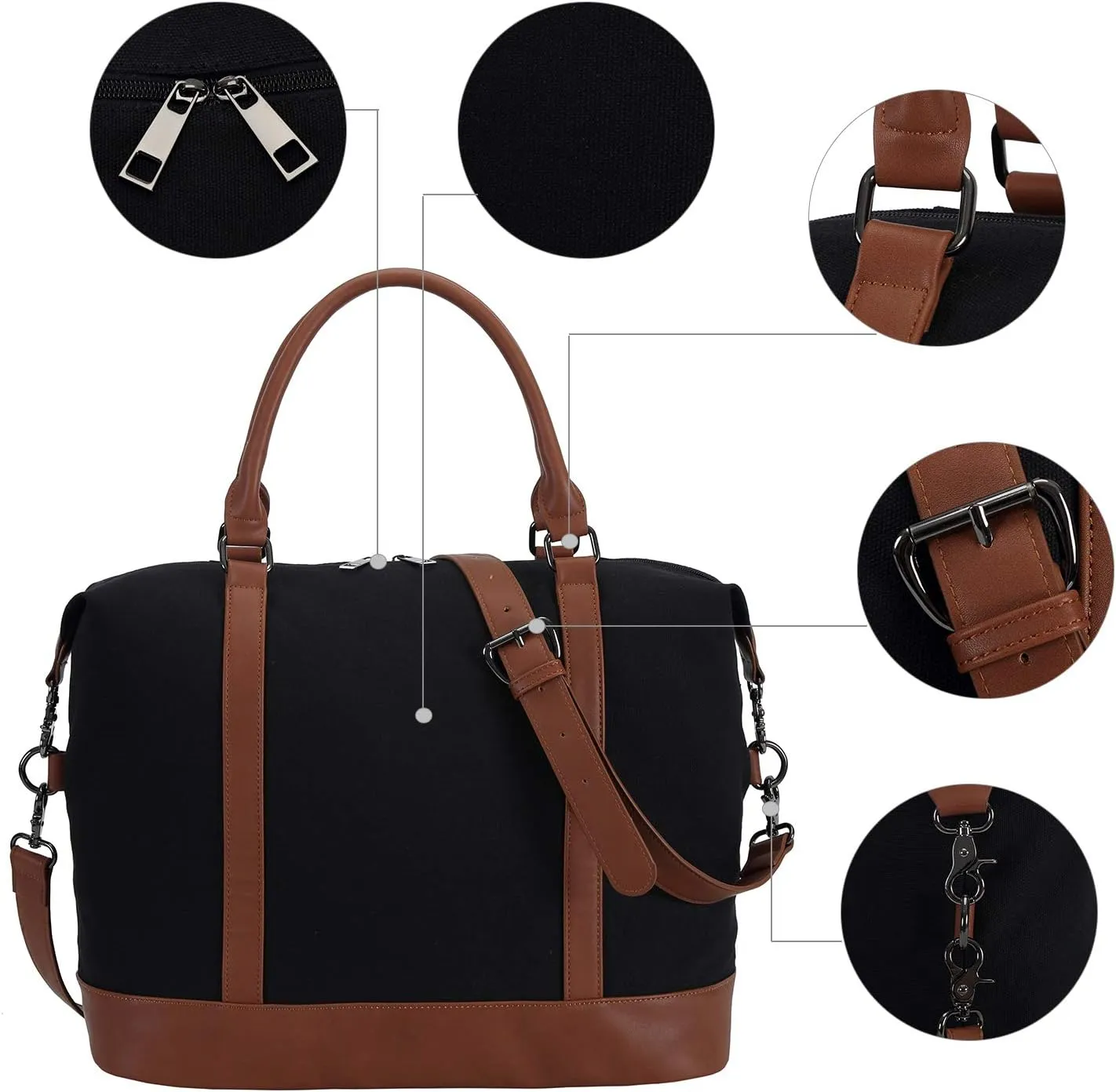 BLUBOON Travel Tote Bags with Zipper Ladies Canvas Bag Weekender Overnight Bag for Women Carry on Duffel Bag Trolley Sleeve