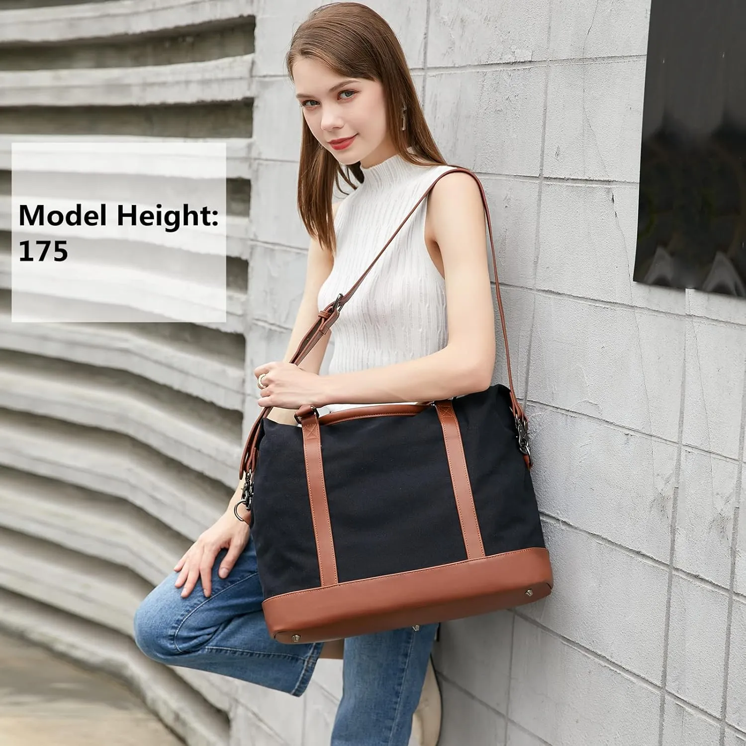 BLUBOON Travel Tote Bags with Zipper Ladies Canvas Bag Weekender Overnight Bag for Women Carry on Duffel Bag Trolley Sleeve