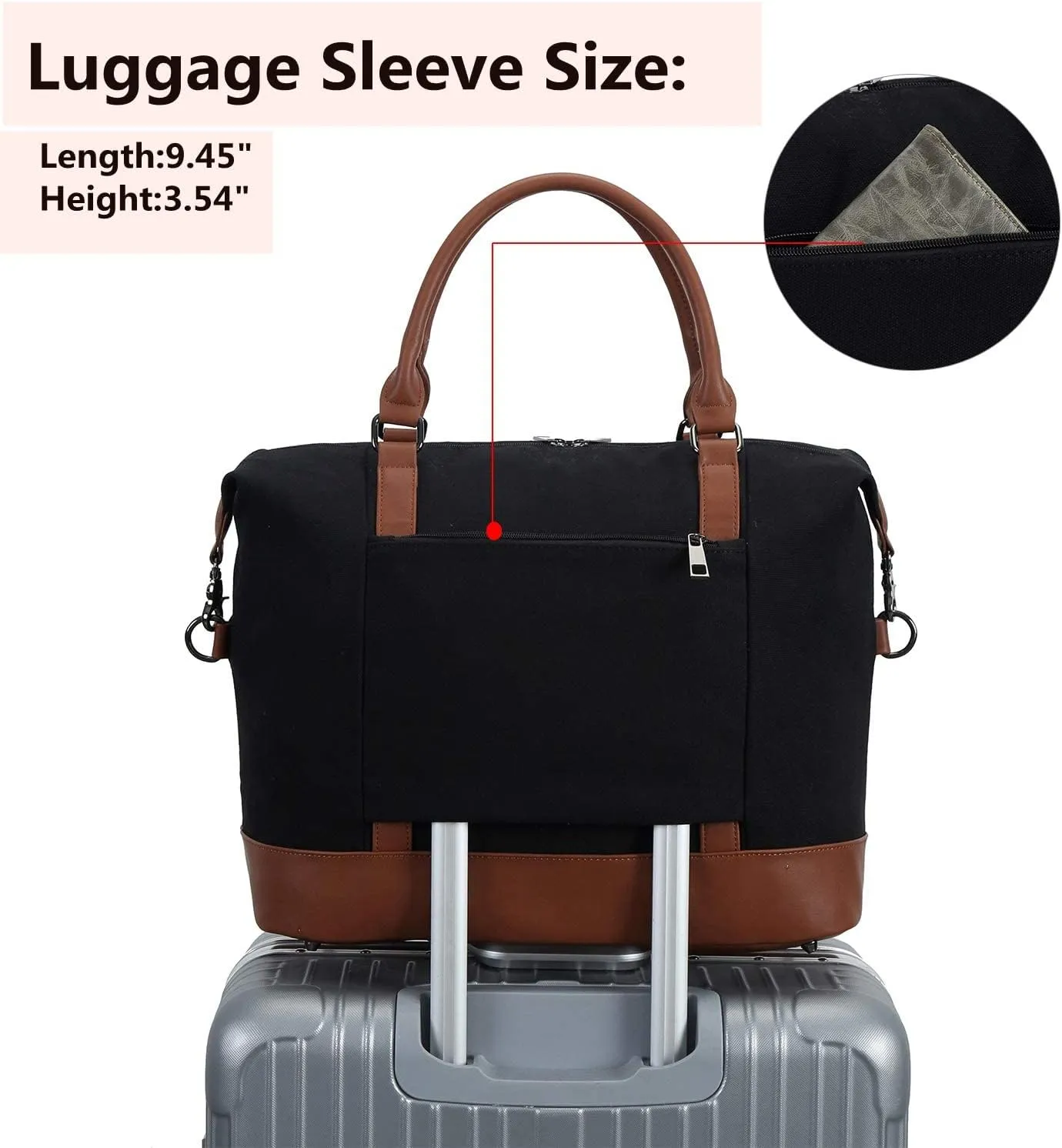 BLUBOON Travel Tote Bags with Zipper Ladies Canvas Bag Weekender Overnight Bag for Women Carry on Duffel Bag Trolley Sleeve