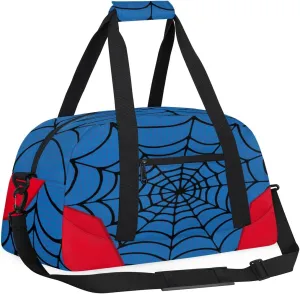 Blue Spider Web Kids Overnighter Duffel Bags for Boys Girls, Carry-On Size Sports Gym Bag for School Practice or Overnight Travel Weekender Sleepover Workout Tote Bag