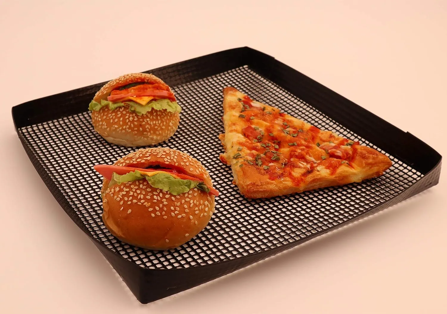 Bluedrop Toaster Baskets Non Stick PTFE Grill Mesh Trays Crisper Bakery Baskets Food Grade Woven Glass Baking Mesh Trays For Speed Oven27X27CM