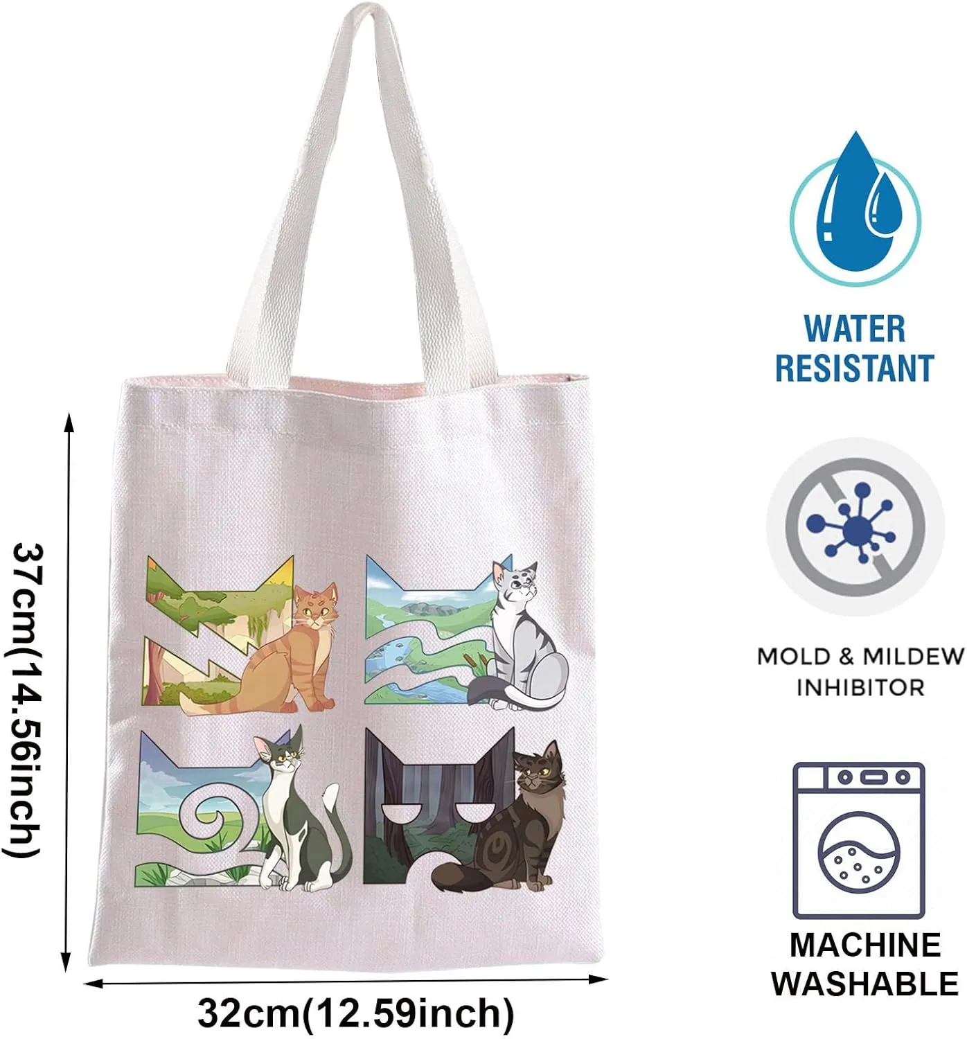 BLUPARK Funny W Cats Tote Bag Cats Cl-ns Canvas Handbag for Er-n Cat's Fans Novels Gift Shoulder Bag Shadow Cat Bookish Gift