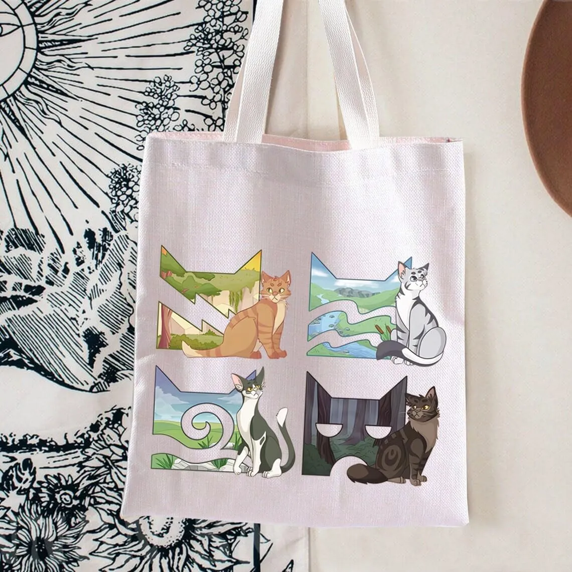 BLUPARK Funny W Cats Tote Bag Cats Cl-ns Canvas Handbag for Er-n Cat's Fans Novels Gift Shoulder Bag Shadow Cat Bookish Gift