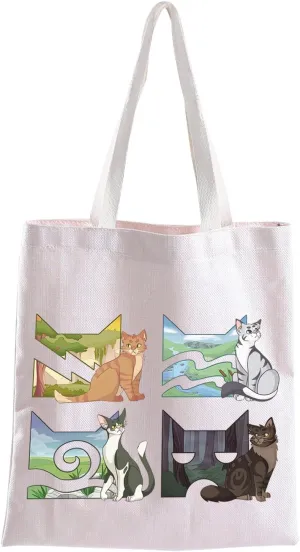 BLUPARK Funny W Cats Tote Bag Cats Cl-ns Canvas Handbag for Er-n Cat's Fans Novels Gift Shoulder Bag Shadow Cat Bookish Gift