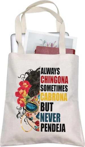 BLUPARK Mexican Lady Tote Bag Always Chingona Sometimes Cabrona But Never Pendeja Women Gift Mexican Gift Latina Tote