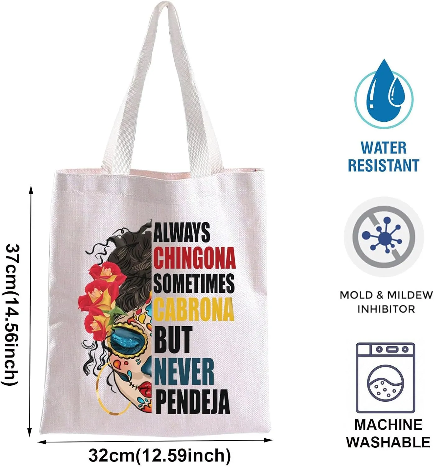 BLUPARK Mexican Lady Tote Bag Always Chingona Sometimes Cabrona But Never Pendeja Women Gift Mexican Gift Latina Tote