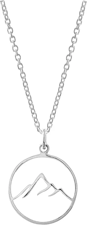Boma Jewelry Sterling Silver Circle Mountain Pendant Necklace, 18 Inches