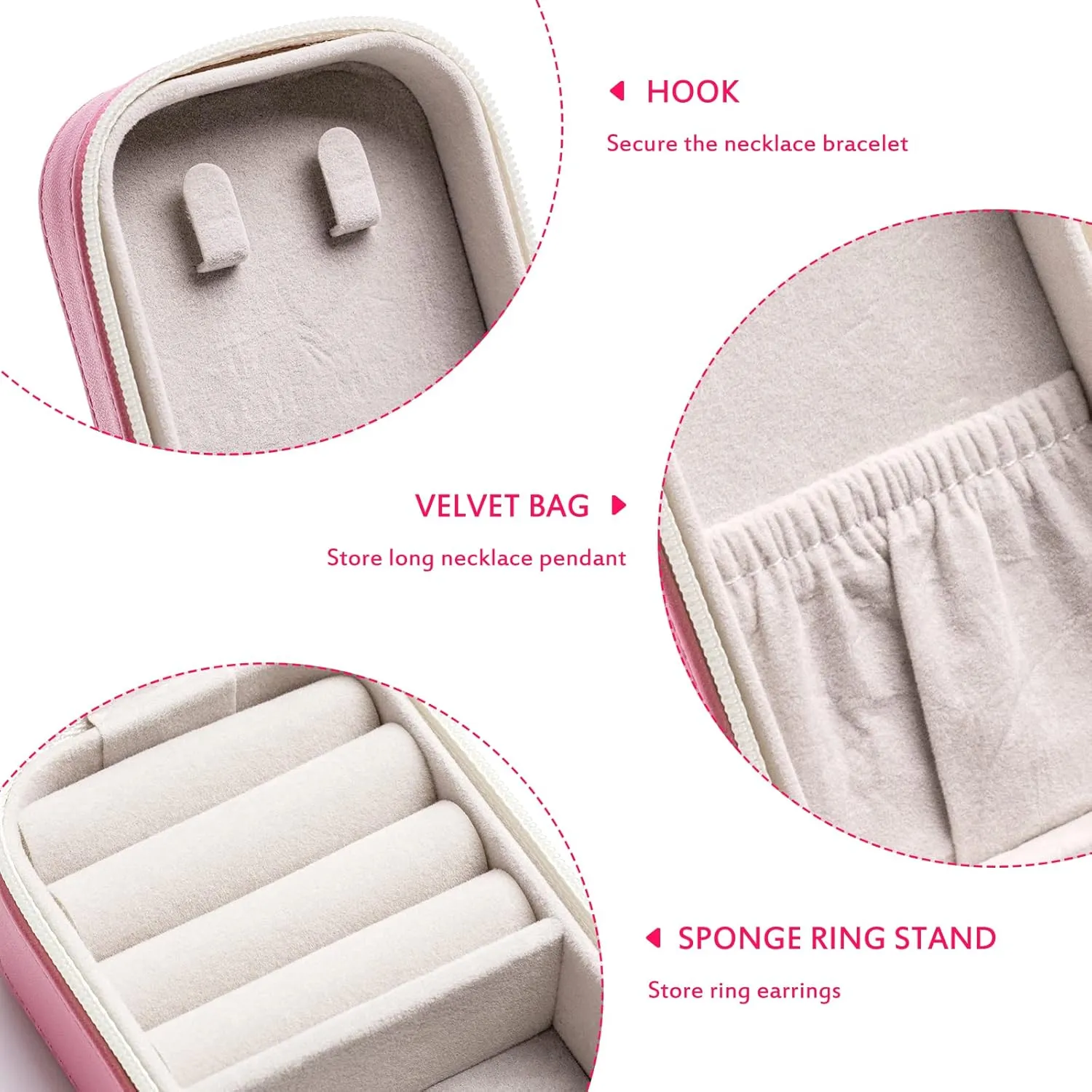 BONNY DODO Small Travel Jewelry Organizers Box for Women with PU Leather Portable Mini Jewelry Case with Compartments for Necklace Rings Earrings,Luxury Giftable Boxes (Pink, S)