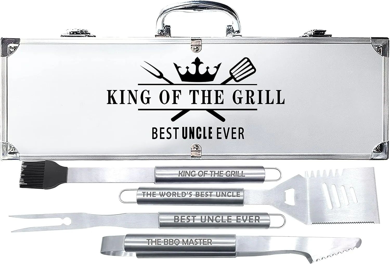 Bonsai Tree Uncle Gifts for Fathers Day, Uncle Gifts from Niece, Best Uncle Ever Present for Fathers Day - Cool Grilling BBQ Present from Nephew - Barbecue Stainless Steel Heavy Duty Set 4