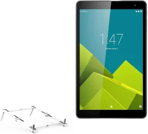 BoxWave Stand and Mount Compatible with Vodafone Tab Prime 6 - Pocket Aluminum Stand 3-in-1, Portable Multi Angle Viewing Riser - Metallic Silver