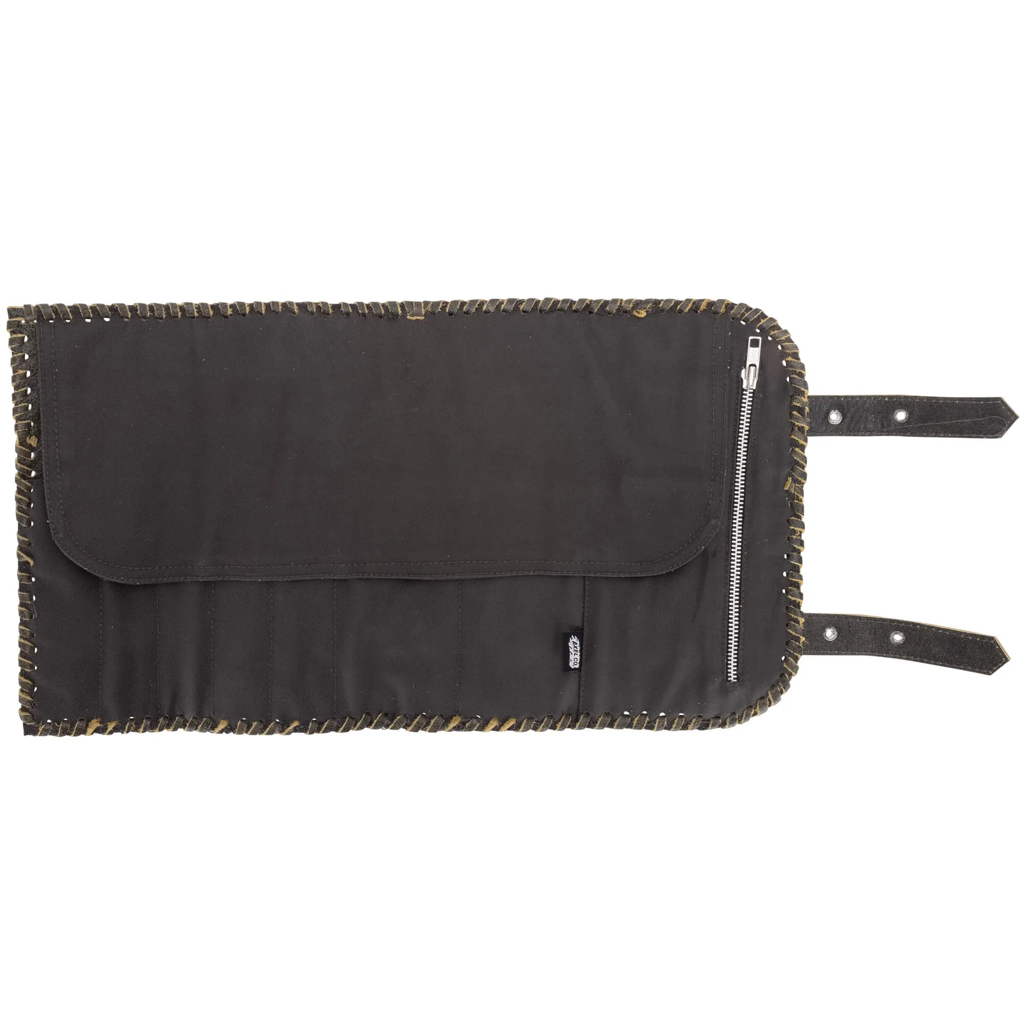 Braided Black Leather Tool Roll