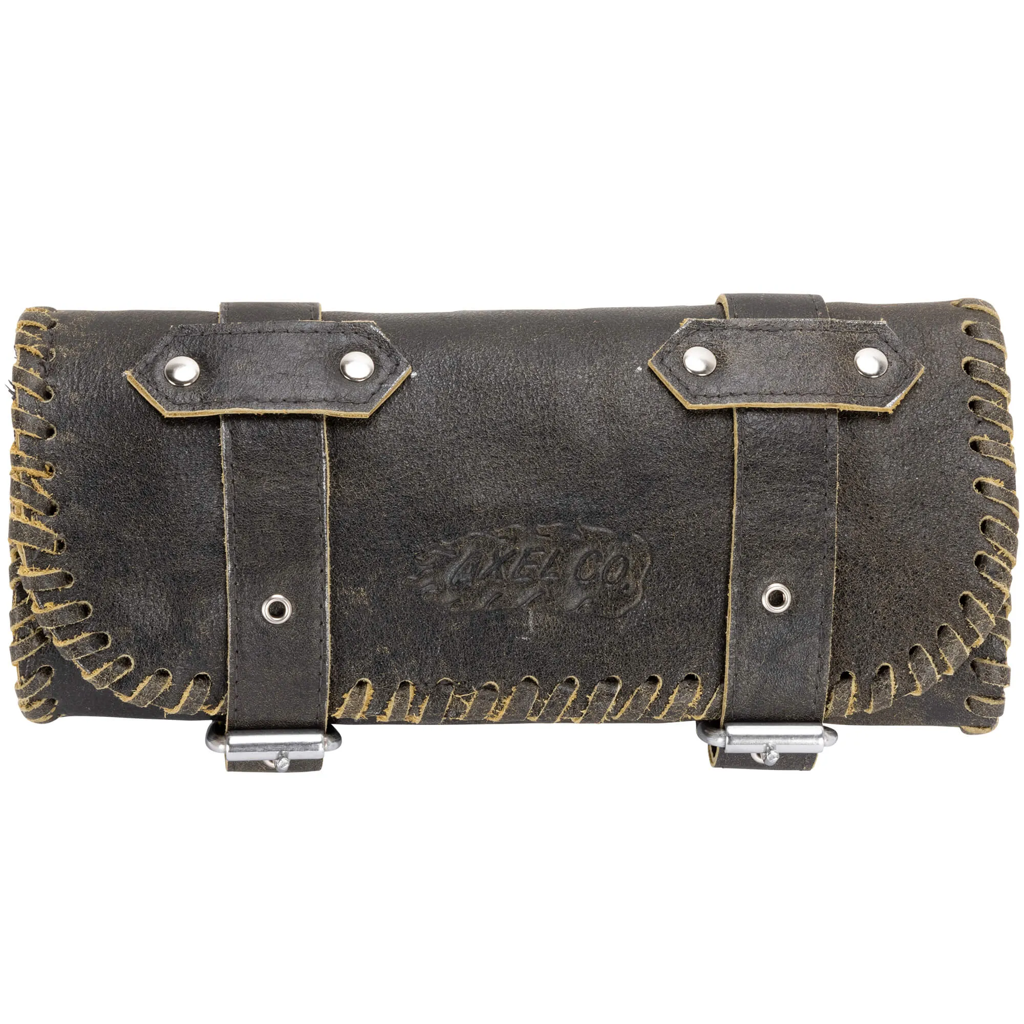 Braided Black Leather Tool Roll