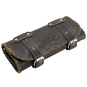 Braided Black Leather Tool Roll