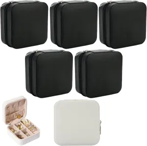 Bridesmaid Proposal Gifts Travel Jewelry Case Bachelorette Party Favors Small Jewelry Box Bridesmaid Gift Organizer Storage Box (6, White&Black)