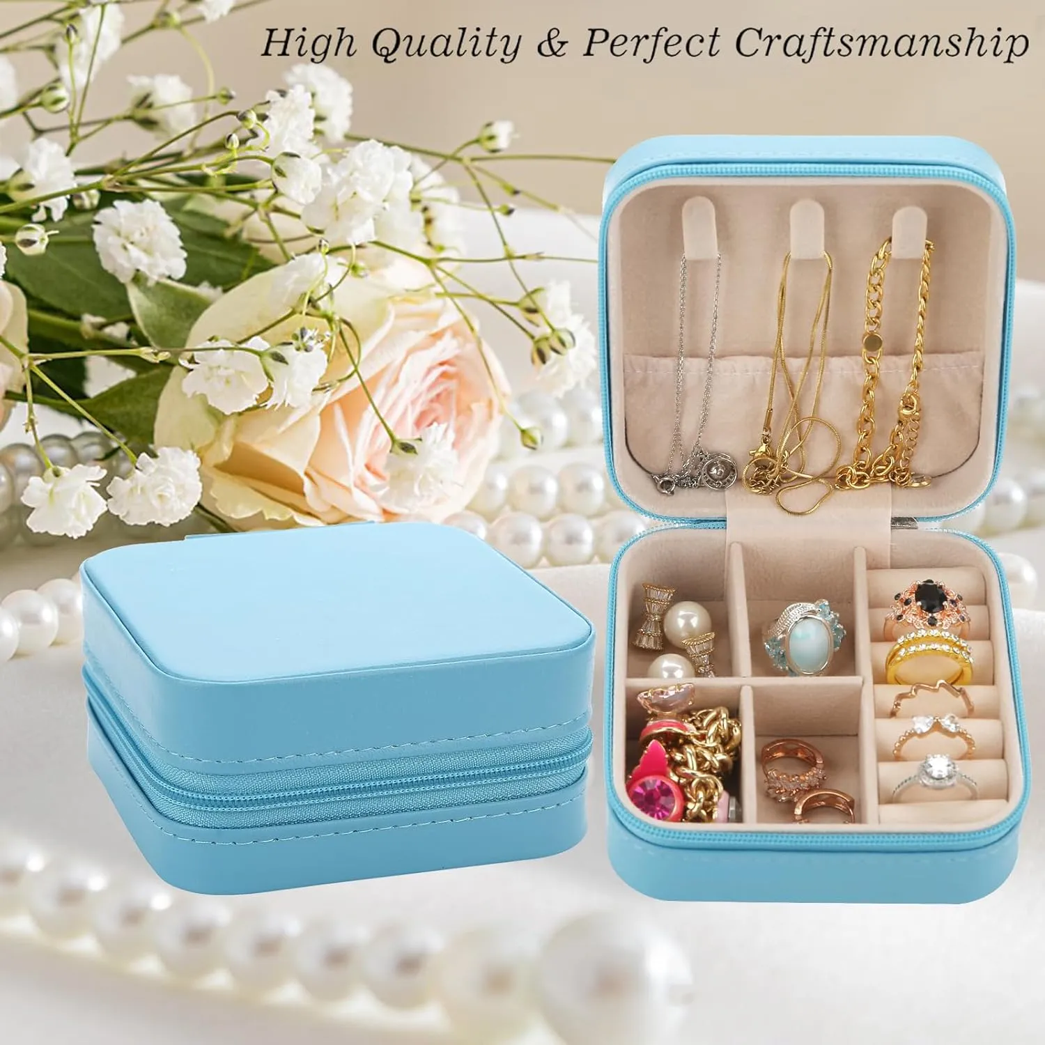 Bridesmaid Proposal Gifts Travel Jewelry Case Bachelorette Party Favors Small Jewelry Box Bridesmaid Gift Organizer Storage Box (6, White&Black)