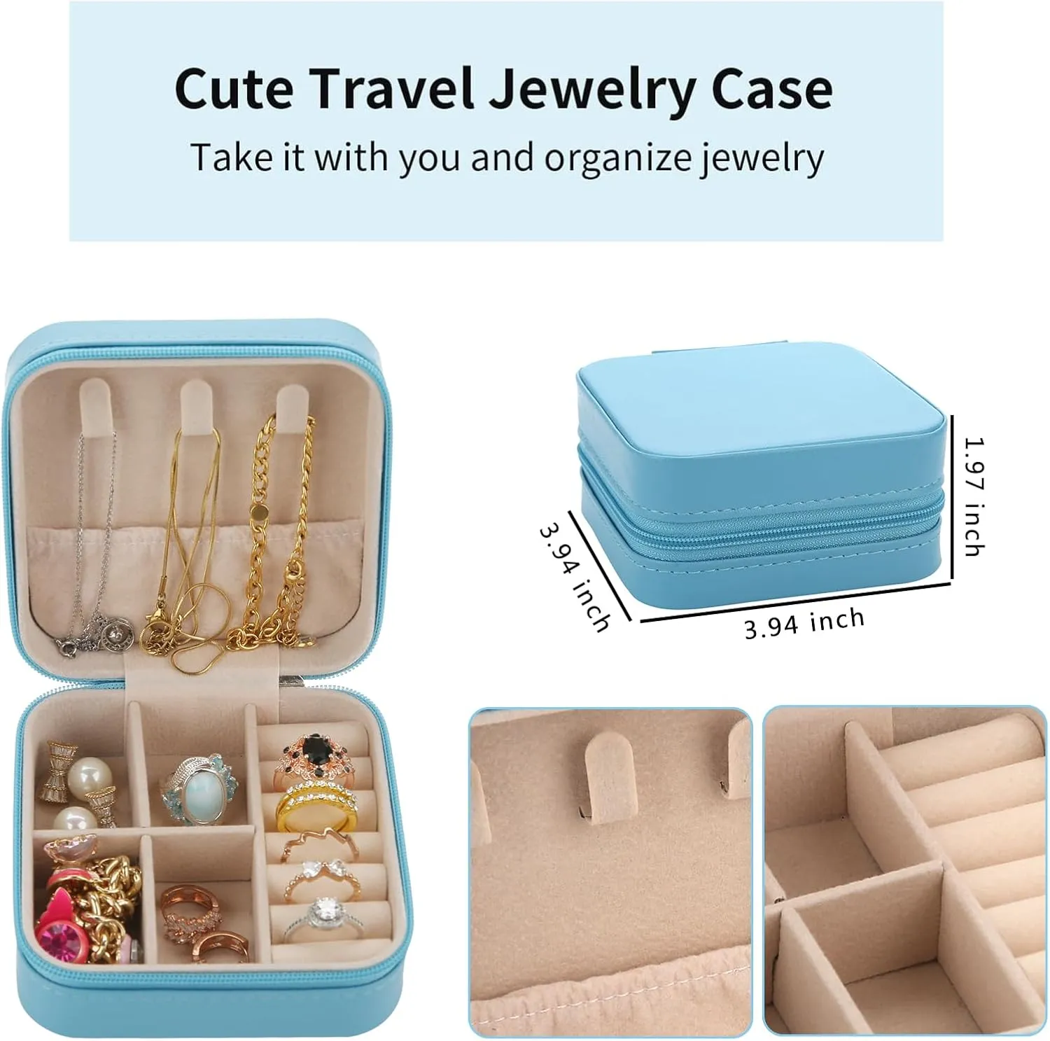 Bridesmaid Proposal Gifts Travel Jewelry Case Bachelorette Party Favors Small Jewelry Box Bridesmaid Gift Organizer Storage Box (6, White&Black)