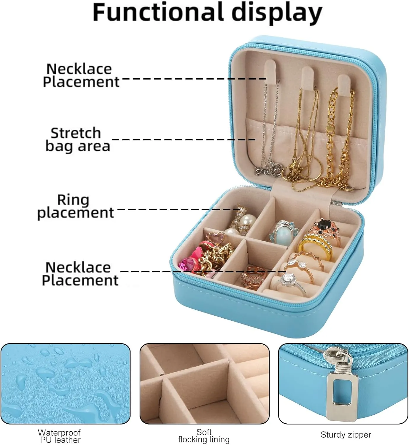 Bridesmaid Proposal Gifts Travel Jewelry Case Bachelorette Party Favors Small Jewelry Box Bridesmaid Gift Organizer Storage Box (6, White&Black)