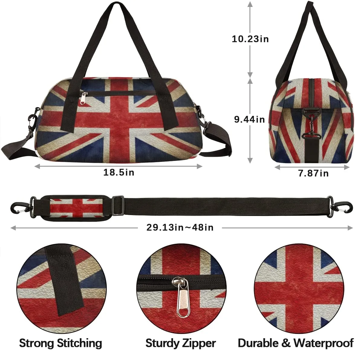 Britain Flag Kids Duffel Bag for Girls Boys Teens, Oil Painting Dance Bag Overnight Small Duffel Bag Carry On Weekend Sports Gym Travel Bag for School Practice Gymnastics Ballet