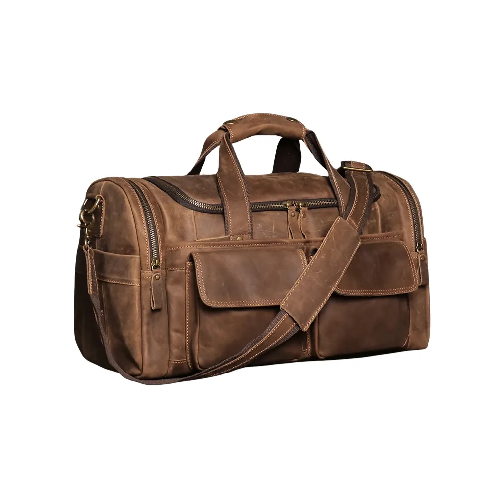 Brown Crazy Horse Leather Duffle Bag