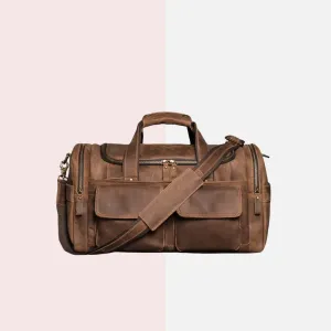 Brown Crazy Horse Leather Duffle Bag