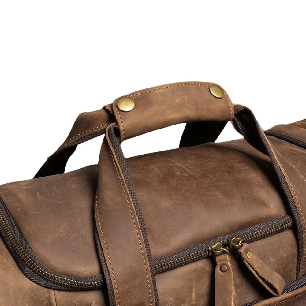 Brown Crazy Horse Leather Duffle Bag