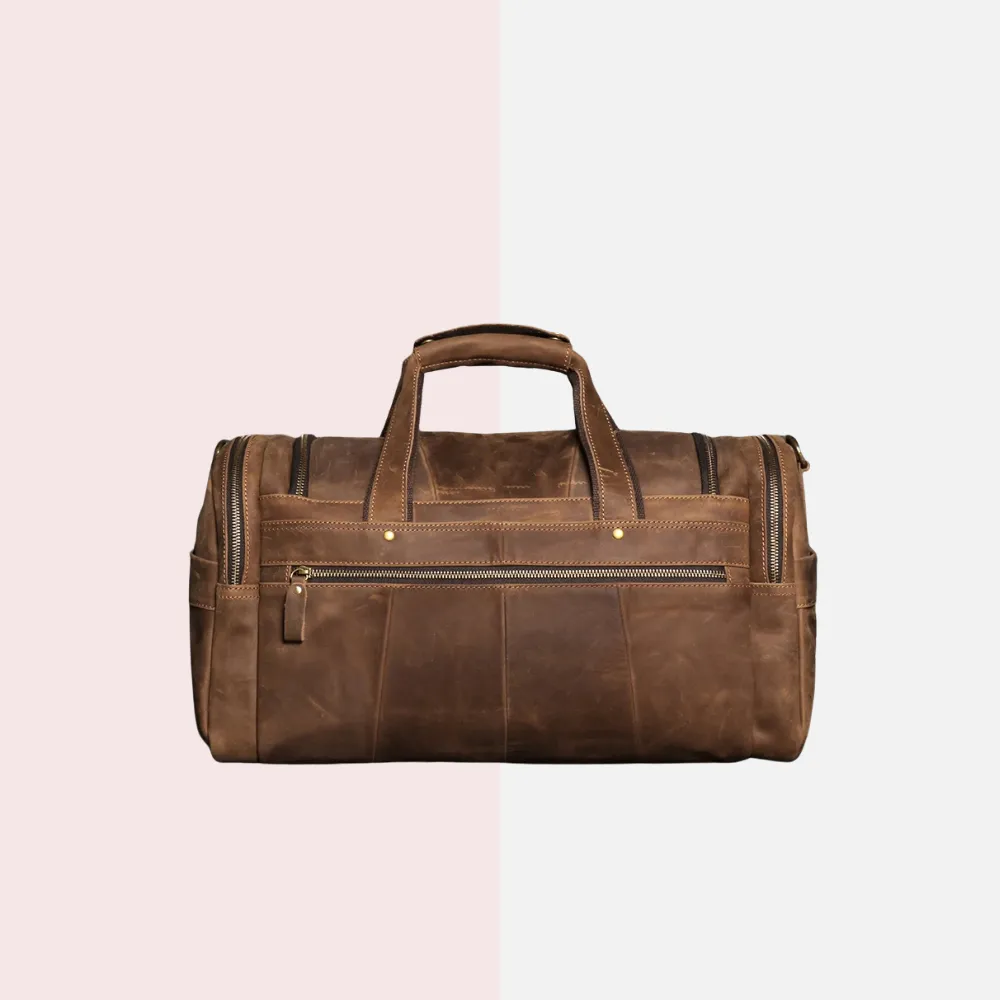 Brown Crazy Horse Leather Duffle Bag