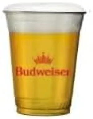 Budweiser Plastic Beer Cups, 16 oz, Clear - Sleeve of 50