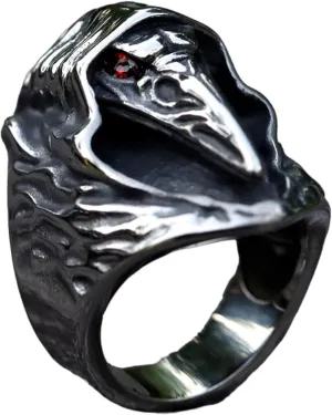 BUNNISTINE Vintage Crow Head Ring for Men and Women Stainless Steel Gothic Crown Mark Ring Biker Punk Motorcyclist Ring Spooky Ring Jewelry Accessories