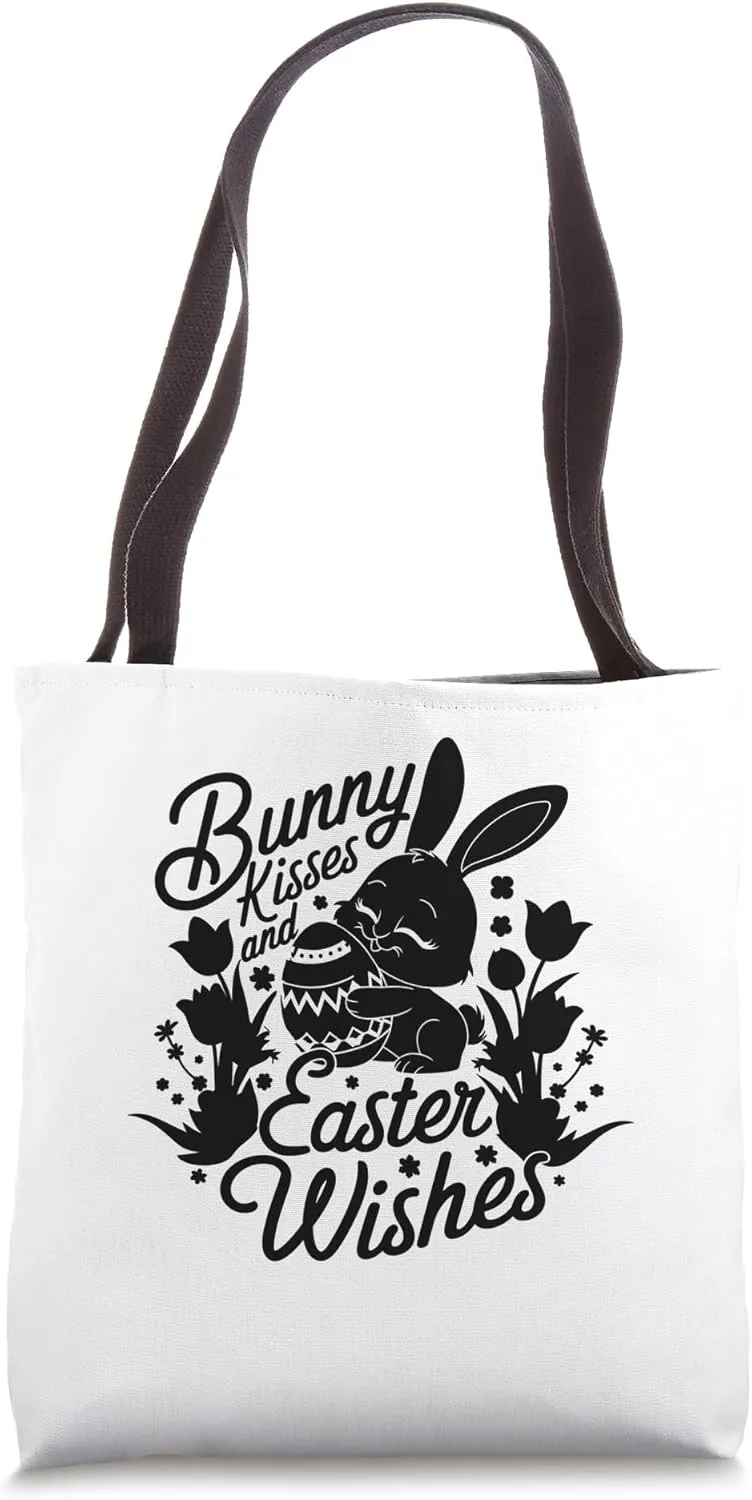 Bunny Kisses And Easter Wishes Easter Day Egg Chocolate Hunt Tote Bag