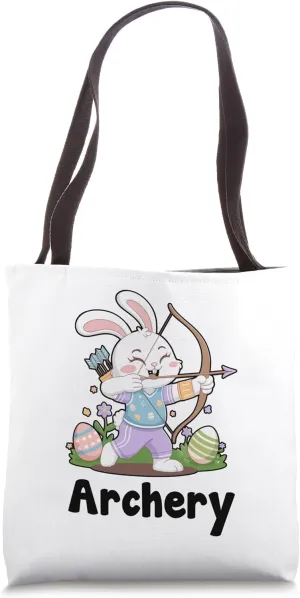 Bunny Playing Archery Easter Day Egg Chocolate Hunting Tote Bag