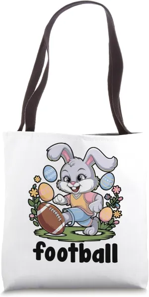 Bunny Playing Football Easter Day Egg Chocolate Hunting Tote Bag