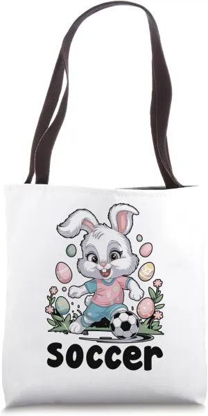 Bunny Playing Soccer Easter Day Egg Chocolate Hunting Tote Bag