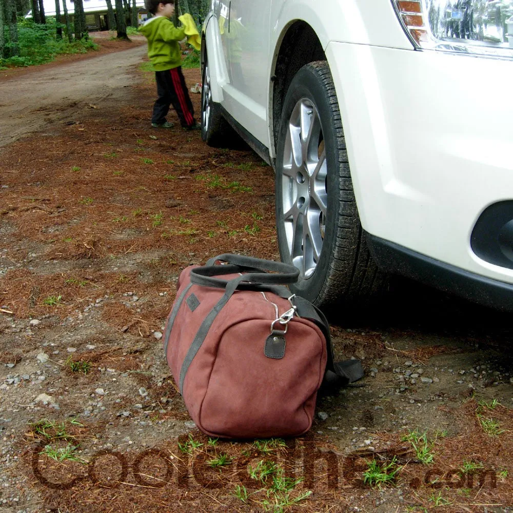 Burgundy Leather Duffel Weekender Bag