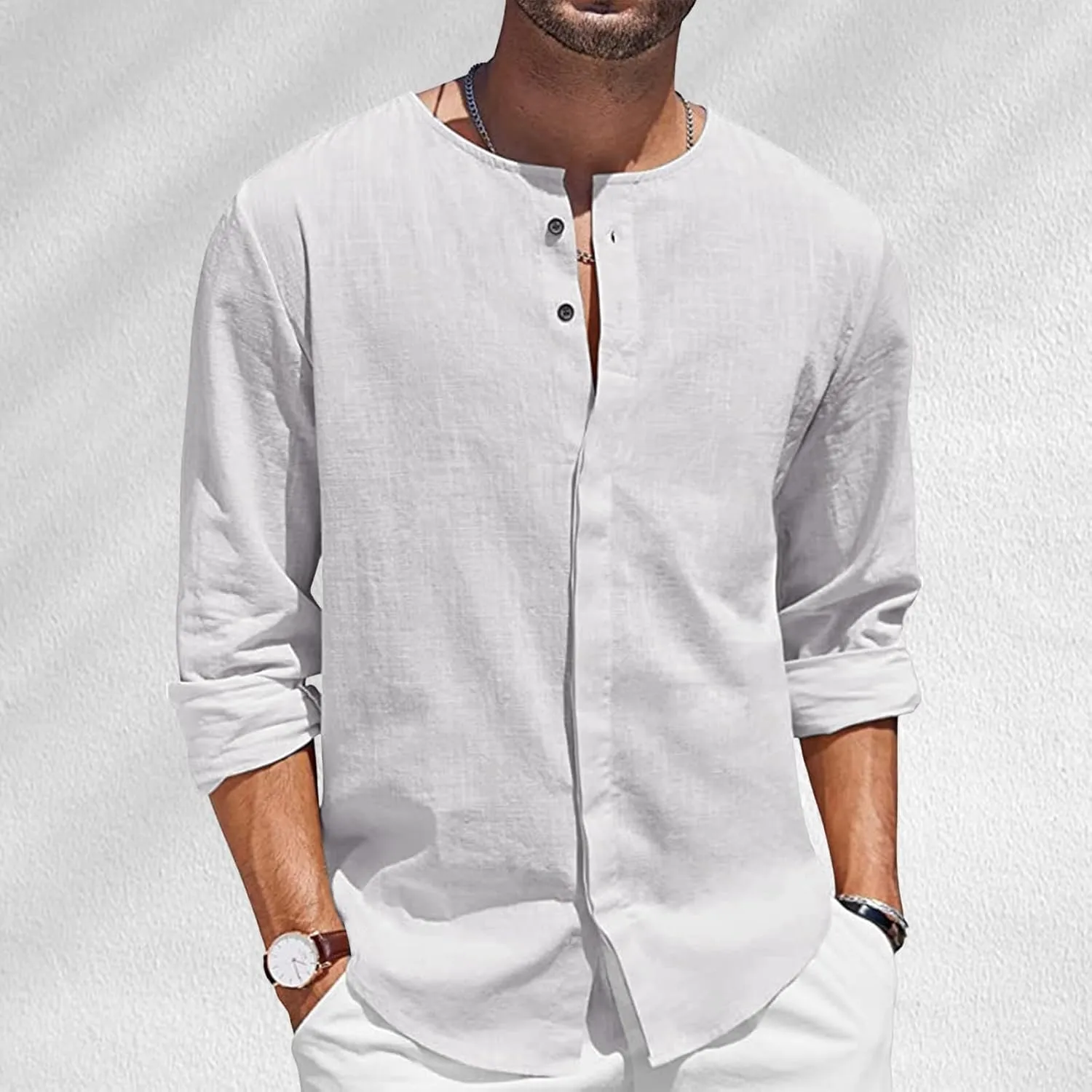 Button Down Linen Shirts for Men Casual Casual Long Sleeve Regular Fit Beach Shirts with Pocket Long Sleeve Tight