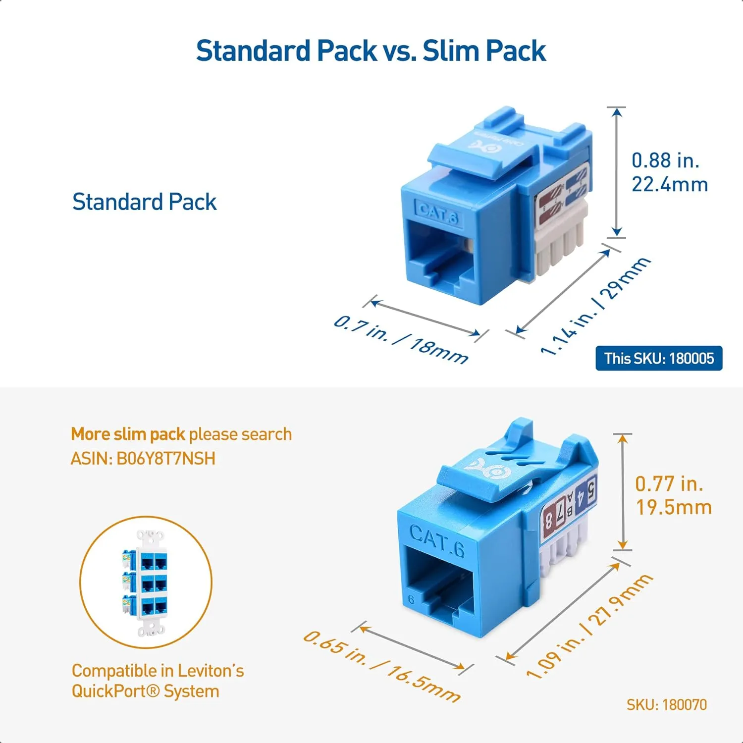Cable Matters [UL Listed] 25-Pack 10Gbps Cat6 Keystone Jacks, RJ45 Keystone Jack, Ethernet Keystone Jack in Blue with Keystone Punch-Down Stand for Patch Panel and Wall Plate